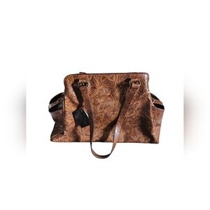 Vtg NWT Donald J Pliner Couture Italy Western Shoulder Bag Embossed Leather NEW!